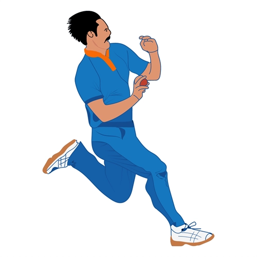 Cricket Fast Bowler Action Transparent Sticker